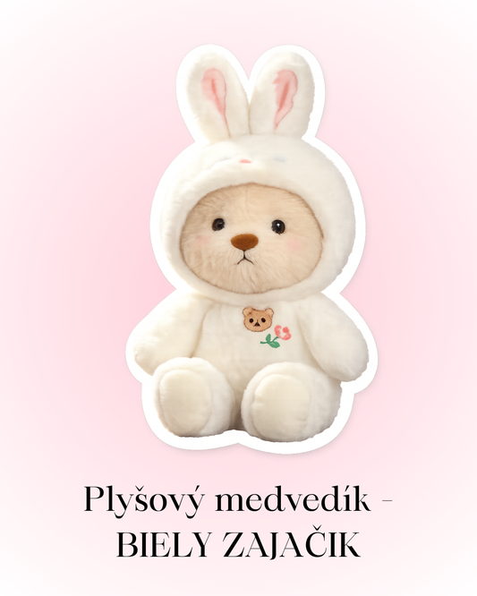 Plyšový medvedík - Biely zajačik